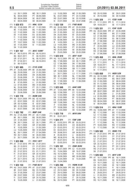 Bulletin 2011/31 - European Patent Office