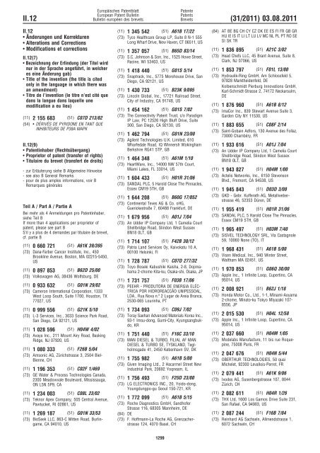 Bulletin 2011/31 - European Patent Office