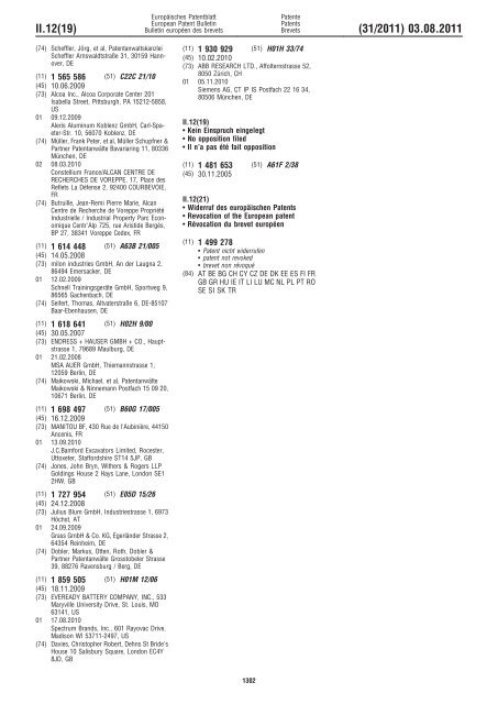 Bulletin 2011/31 - European Patent Office