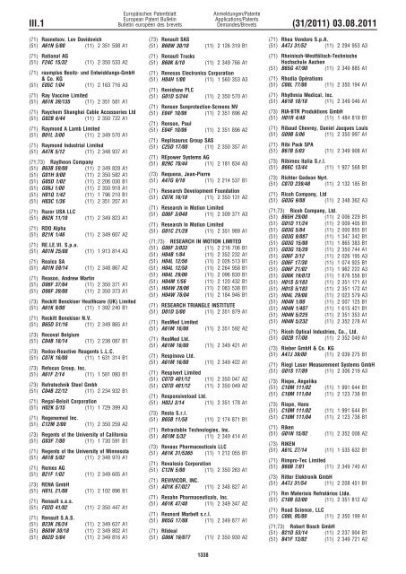 Bulletin 2011/31 - European Patent Office