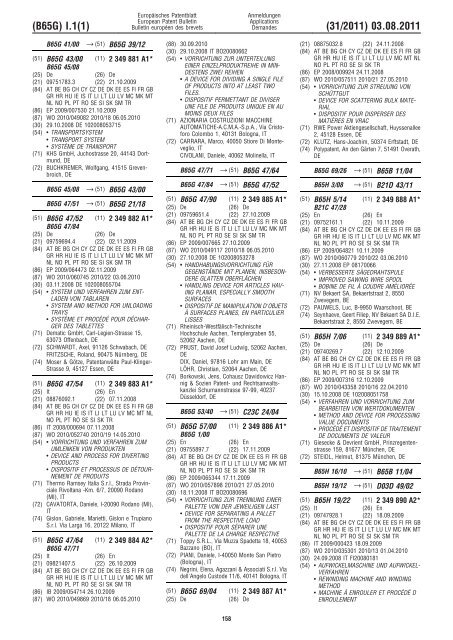 Bulletin 2011/31 - European Patent Office