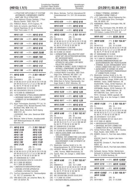 Bulletin 2011/31 - European Patent Office