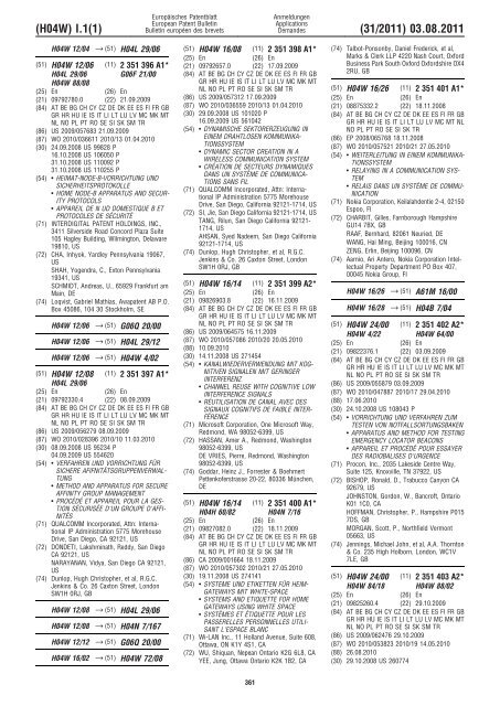 Bulletin 2011/31 - European Patent Office