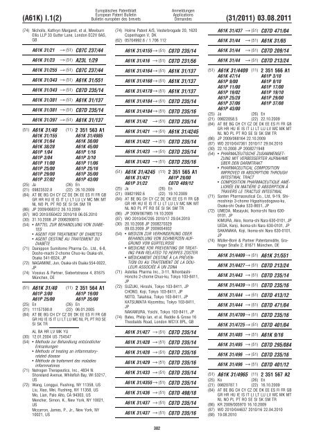 Bulletin 2011/31 - European Patent Office