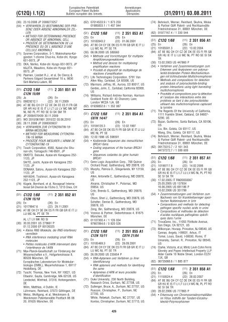 Bulletin 2011/31 - European Patent Office