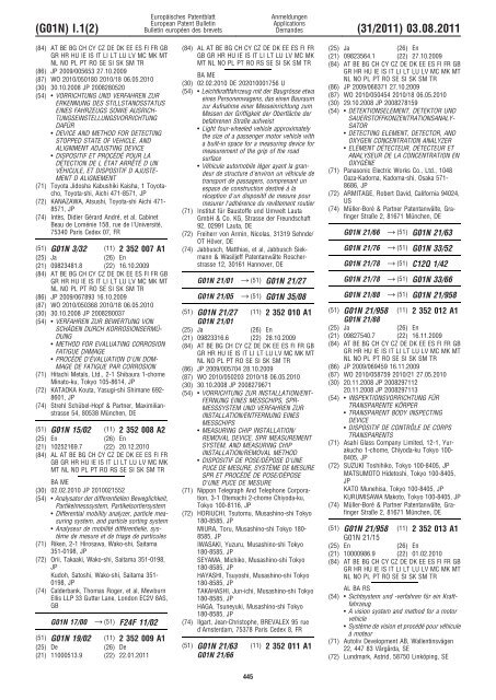 Bulletin 2011/31 - European Patent Office