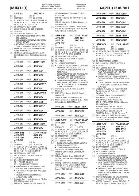 Bulletin 2011/31 - European Patent Office