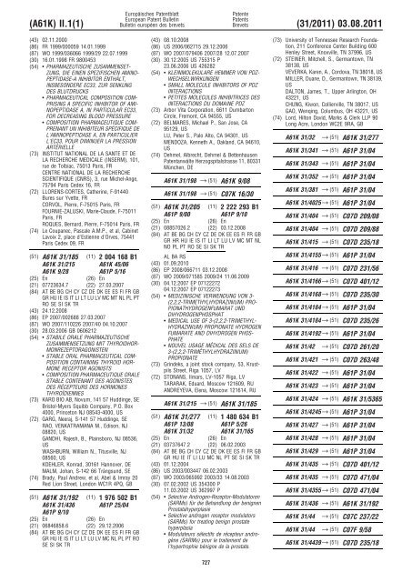 Bulletin 2011/31 - European Patent Office