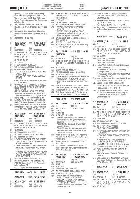 Bulletin 2011/31 - European Patent Office