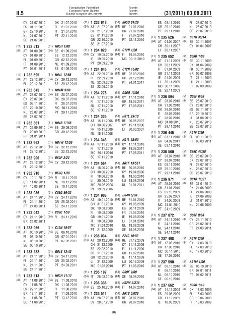 Bulletin 2011/31 - European Patent Office