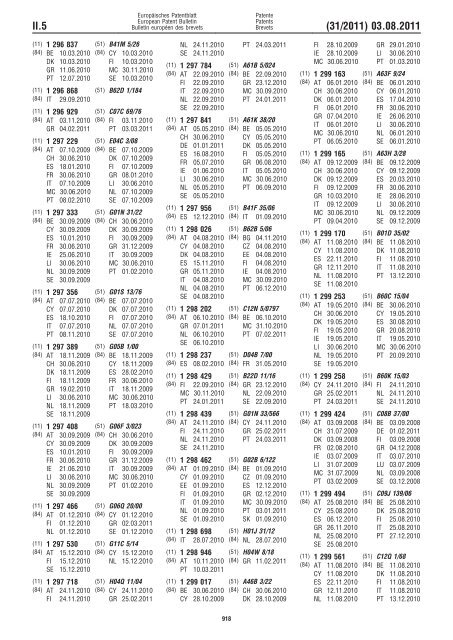 Bulletin 2011/31 - European Patent Office