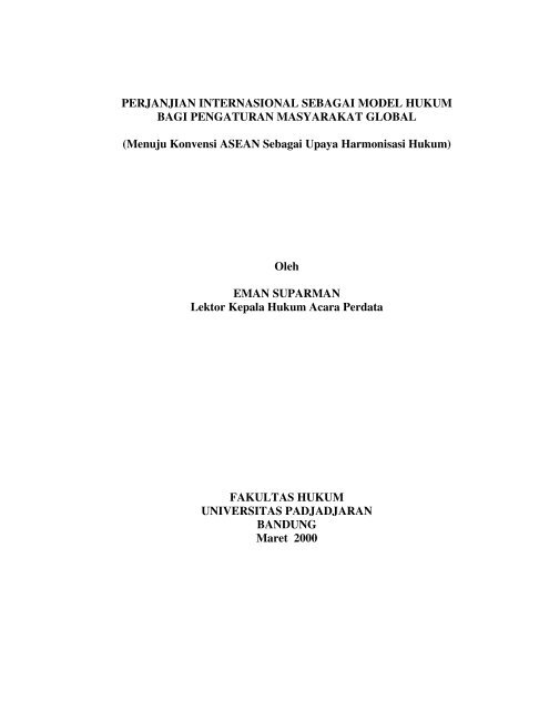 PERJANJIAN INTERNASIONAL SEBAGAI MODEL HUKUM BAGI ...