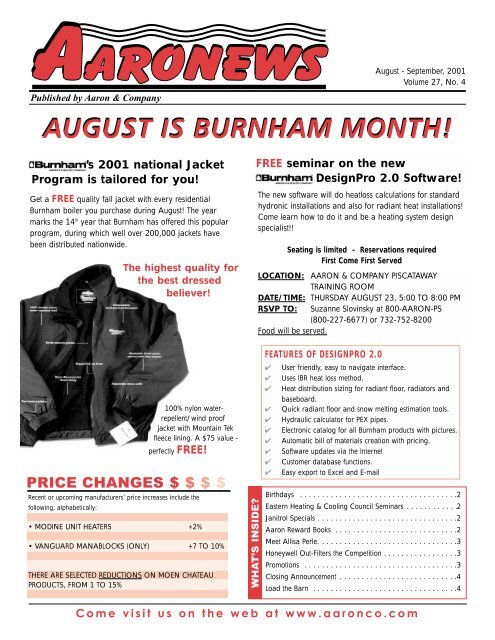 august is burnham month! - Aaron & Company
