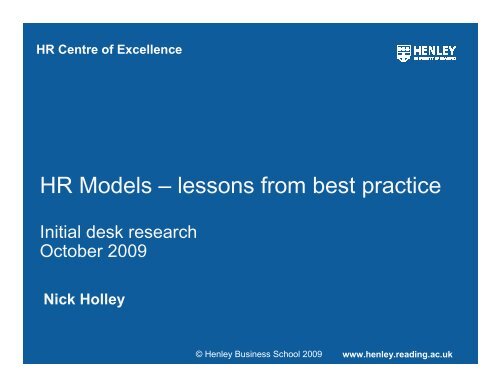 HR Models lessons from best practice - Henley Business School