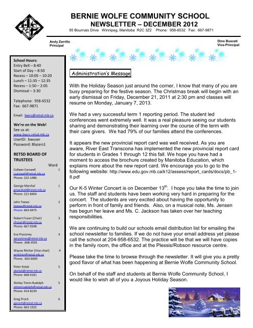 December 2012 - River East Transcona School Division