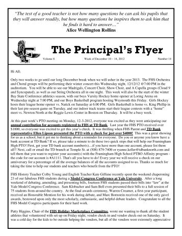 The Principal's Flyer - Framingham Public Schools