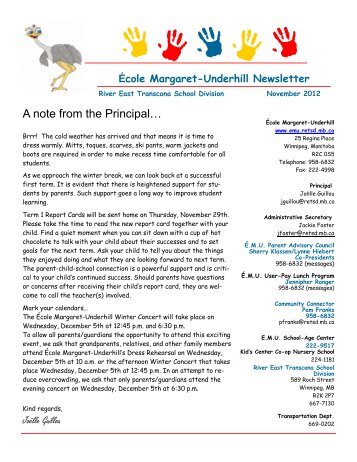 November newsletter 2012 - River East Transcona School Division