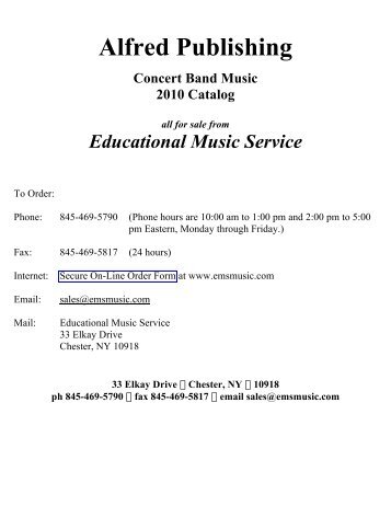 Alfred Publishing Concert Band Music 2010 Catalog all for ... - EMS