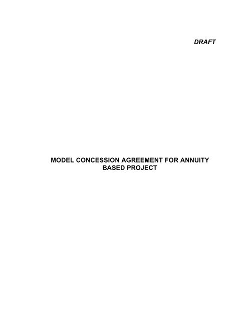DRAFT MODEL CONCESSION AGREEMENT FOR ANNUITY 