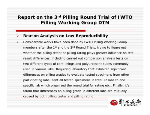 Report on the 3rd Pilling Round Trial of IWTO Pilling Working Group ...