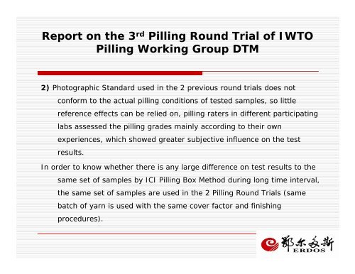 Report on the 3rd Pilling Round Trial of IWTO Pilling Working Group ...