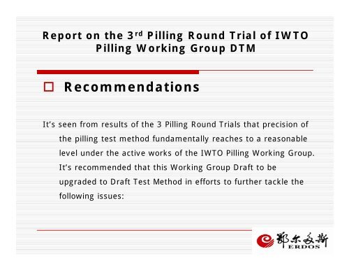 Report on the 3rd Pilling Round Trial of IWTO Pilling Working Group ...