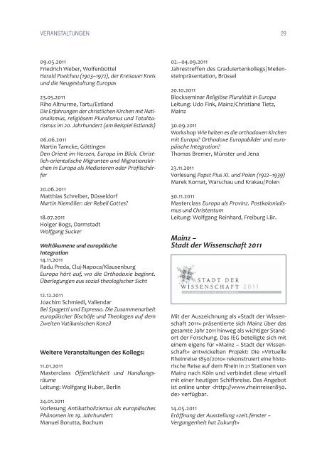 Jahresbericht 2011 (PDF) - Institut für Europäische Geschichte Mainz