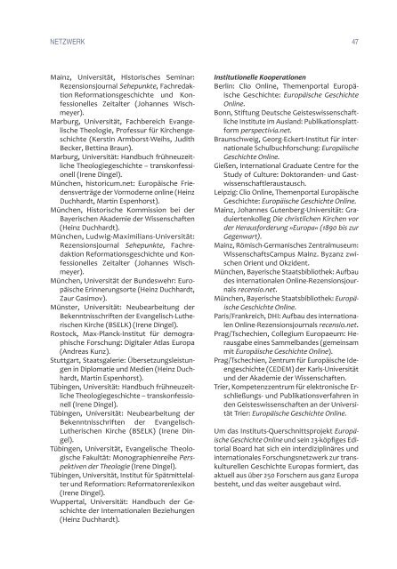Jahresbericht 2011 (PDF) - Institut für Europäische Geschichte Mainz
