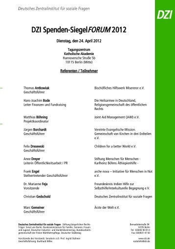 Referenten / Teilnehmer (PDF) - Deutsches Zentralinstitut für ...