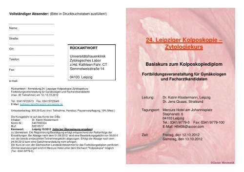 24. Leipziger Kolposkopie – Zytologiekurs Basiskurs zum ...