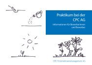 Praktikum bei der CPC - CPC Unternehmensmanagement AG