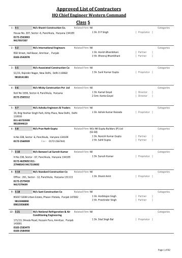 A Class - Military Engineer Services