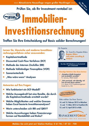 Seminar: Immobilien-Investitionsrechnung ... - CallCenterWorld