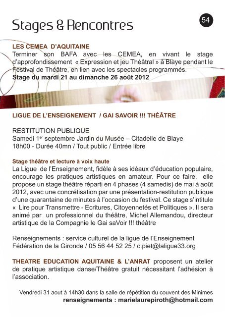 Programme (PDF) - Chantiers Théâtre de Blaye et de l'Estuaire