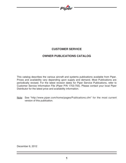 201T Arrow IV Parts Catalog Piper PA28RT-201 Arrow IV