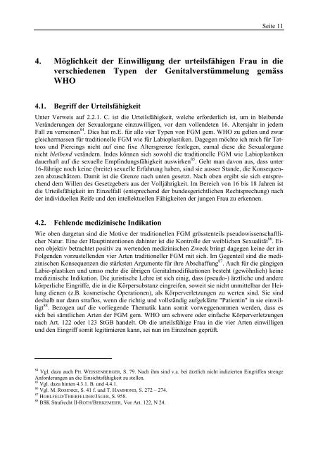 Genitalverstümmelung – Voraussetzungen und Grenzen der Einwil ...