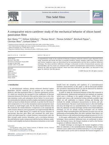 A comparative micro-cantilever study of the mechanical behavior of ...