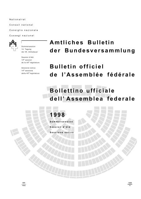 Amtliches Bulletin der Bundesversammlung Bulletin officiel de l ...