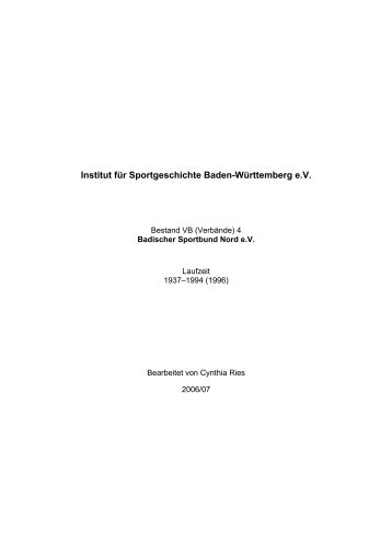 Badischer Sportbund Nord e.V. - Institut für Sportgeschichte Baden ...