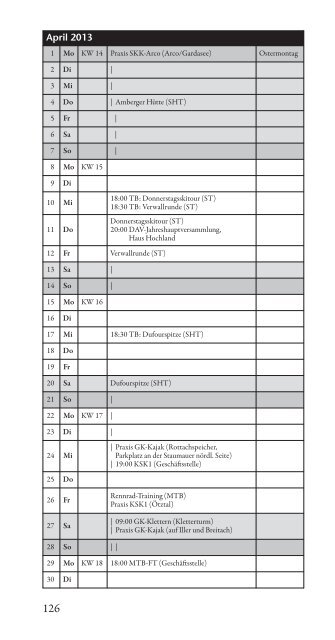 Alpiner Terminkalender 2013 - Deutscher Alpenverein Sektion ...