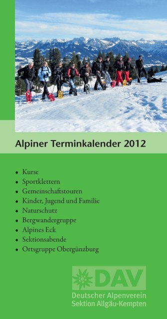 Alpiner Terminkalender 2012 Deutscher Alpenverein Sektion