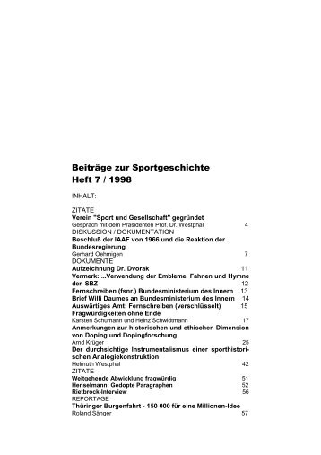 Beiträge zur Sportgeschichte - Deutsche Sportgeschichte DDR