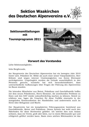 Sektionsmitteilungen 2011 - Alpenverein Waakirchen