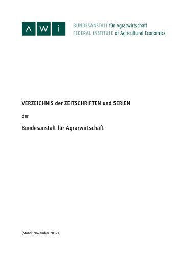 VERZEICHNIS der ZEITSCHRIFTEN und SERIEN Bundesanstalt für ...