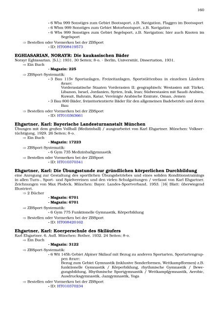 Neukatalogisate ZBSport - Zentralbibliothek der Sportwissenschaften