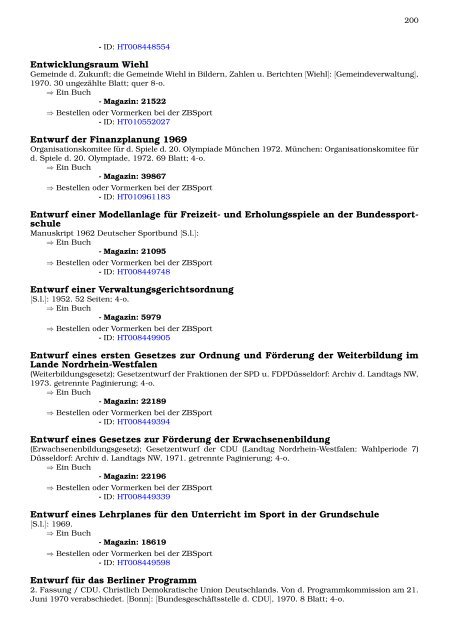 Neukatalogisate ZBSport - Zentralbibliothek der Sportwissenschaften