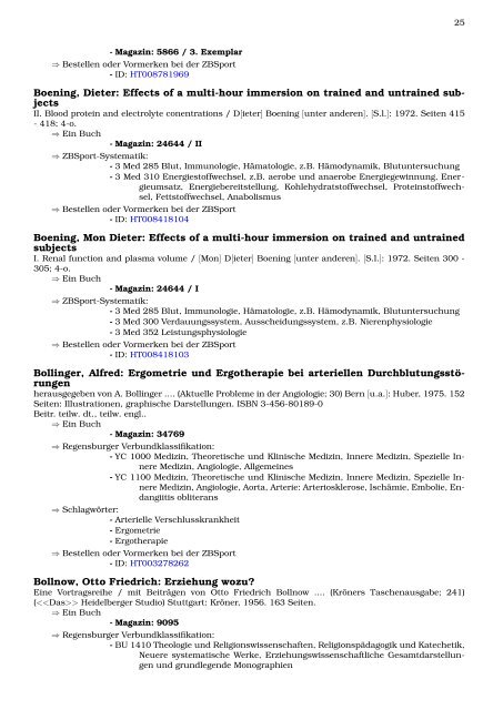 Neukatalogisate ZBSport - Zentralbibliothek der Sportwissenschaften