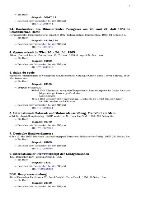 Neukatalogisate ZBSport - Zentralbibliothek der Sportwissenschaften