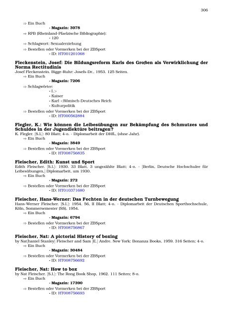 Neukatalogisate ZBSport - Zentralbibliothek der Sportwissenschaften