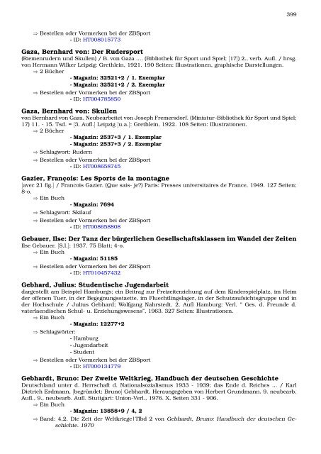 Neukatalogisate ZBSport - Zentralbibliothek der Sportwissenschaften